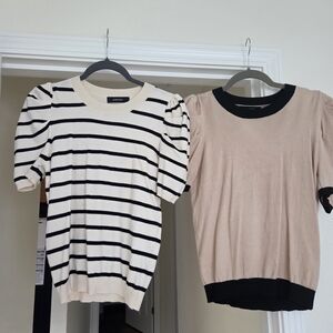 Two Womens Rouched Sleeved Sweaters Size S